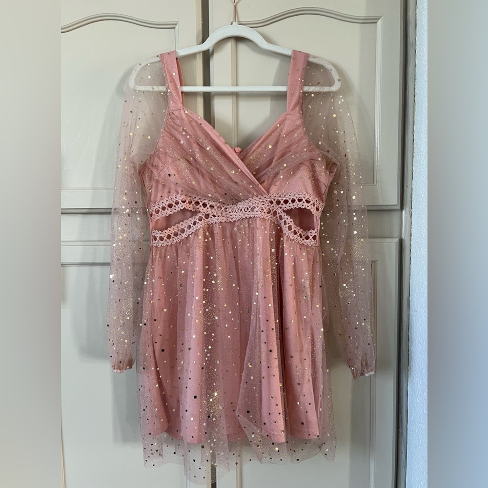 008 Double Crazy Pink Prom/Special Occasion Sparkly Dress NWOT